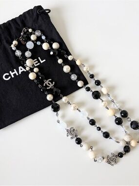 Chanel Beaded & Crystal CC Logo Necklace